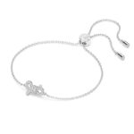 Lifelong Bow bracelet, Bow, White, Rhodium plated