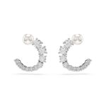 Bông tai Swarovski 5692260 Matrix hoop earrings Crystal Pearl trắng